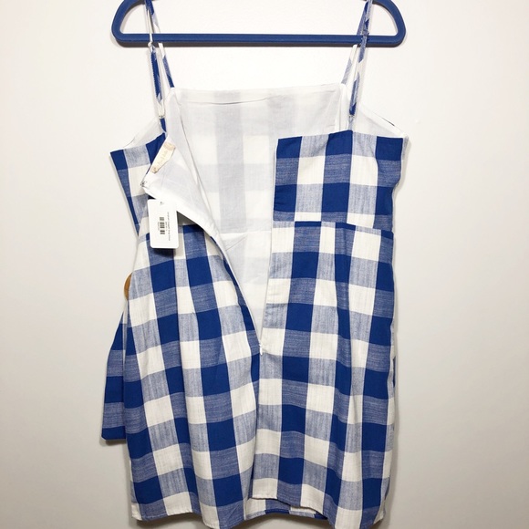 Altar’d State Gingham Linen Blend Dress Blue L - Picture 5 of 7